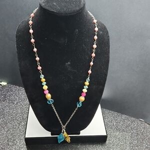 Delicate Rainbow Crystal Beaded Chain Necklace